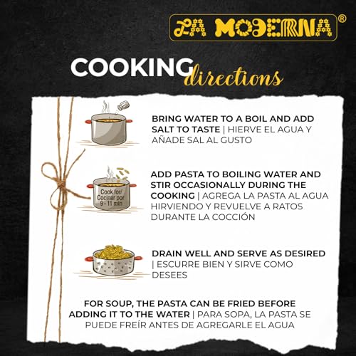 LA MODERNA, Vermicelli Pasta, 7 oz (Pack of 1) | Enriched Durum Wheat Semolina | Kosher, Non-GMO, Iron and Vitamin-Fortified | Thin Vermicelli Noodles for Soups, Broths, and Quick Meals - Image 5
