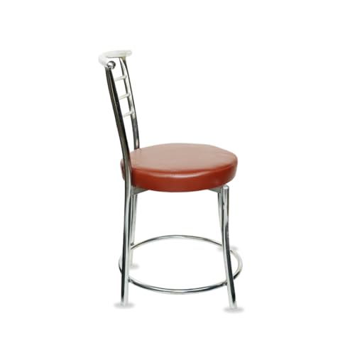RW REST WELL RW-158 Metal Dining Chair/Chair for Restaurant/Cafe/Home/Office, Study/Without Arms/Steel Finish with Leather Seat/Comfortable Multipurpose Seating (Brown, Set of 2) - Image 5