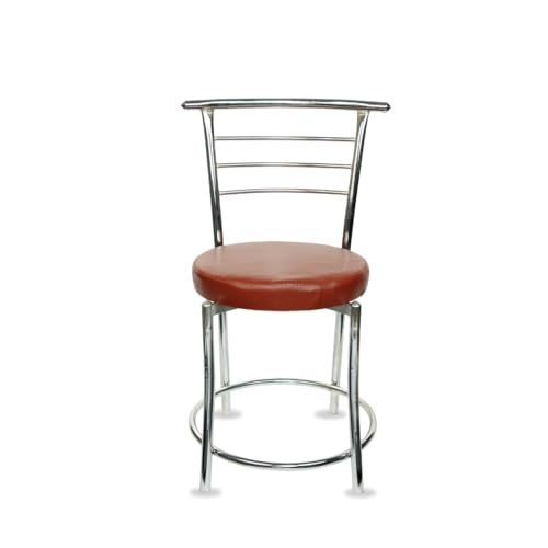 RW REST WELL RW-158 Metal Dining Chair/Chair for Restaurant/Cafe/Home/Office, Study/Without Arms/Steel Finish with Leather Seat/Comfortable Multipurpose Seating (Brown, Set of 2) - Image 4