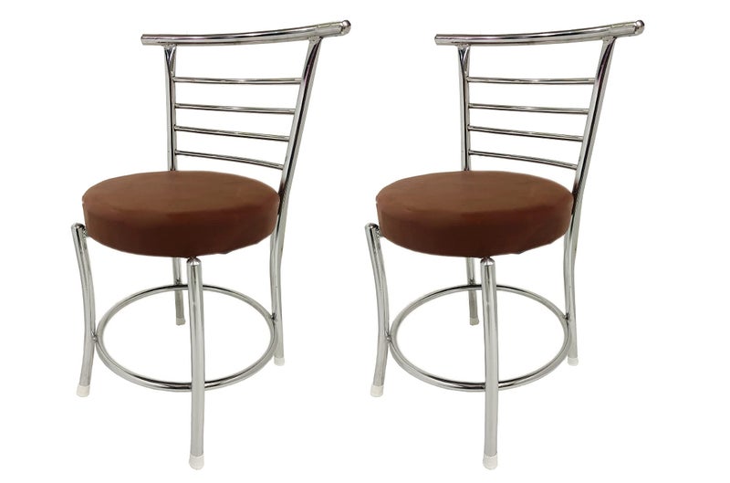 RW REST WELL RW-158 Metal Dining Chair/Chair for Restaurant/Cafe/Home/Office, Study/Without Arms/Steel Finish with Leather Seat/Comfortable Multipurpose Seating (Brown, Set of 2) - Image 1