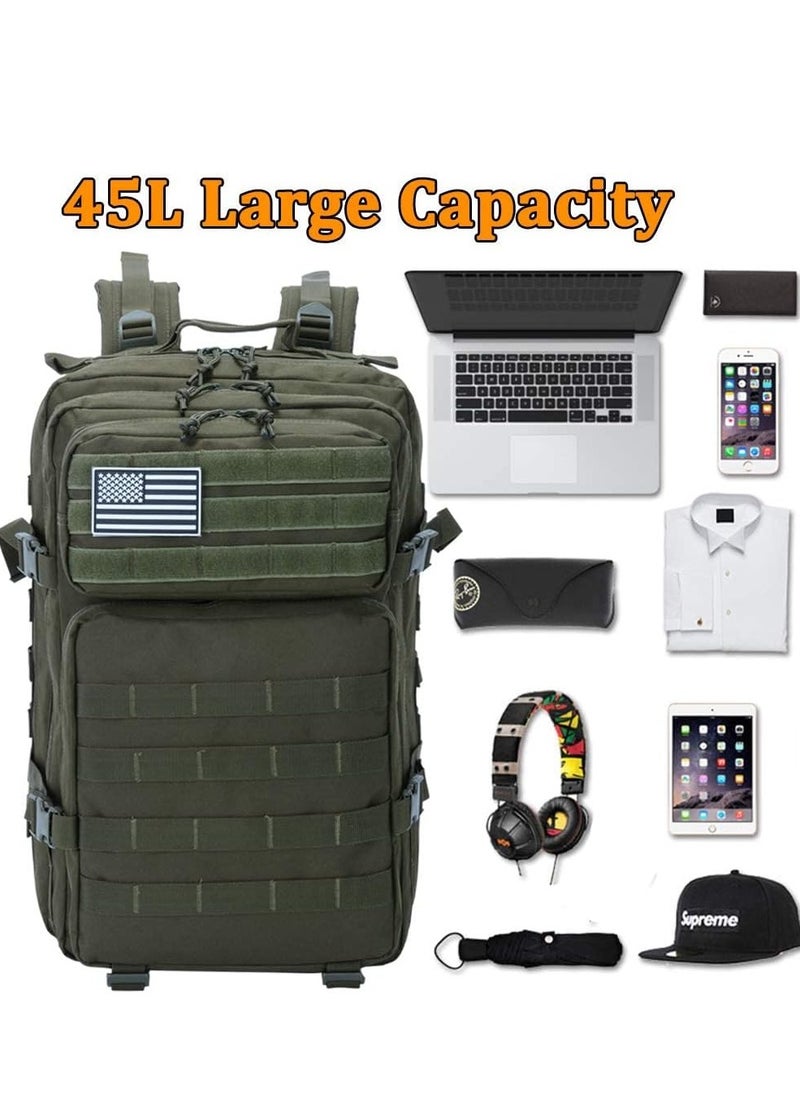 Generic - 45L Military Tactical Backpack 3 Day Assault Survival Molle Pack Bug Out Bag Fishing Outdoor Mountaineering Hiking Camping Multi-Function Backpack Rucksack - Image 1