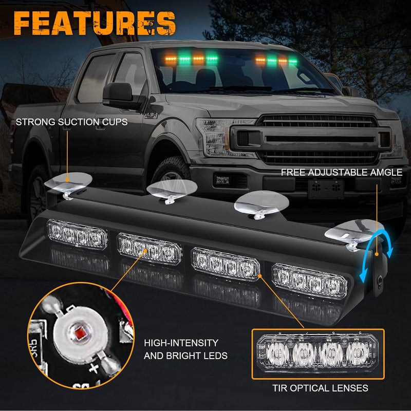 XRIDONSEN Amber Green Emergency Dash Strobe Lights with Digital Display Controller - Image 3