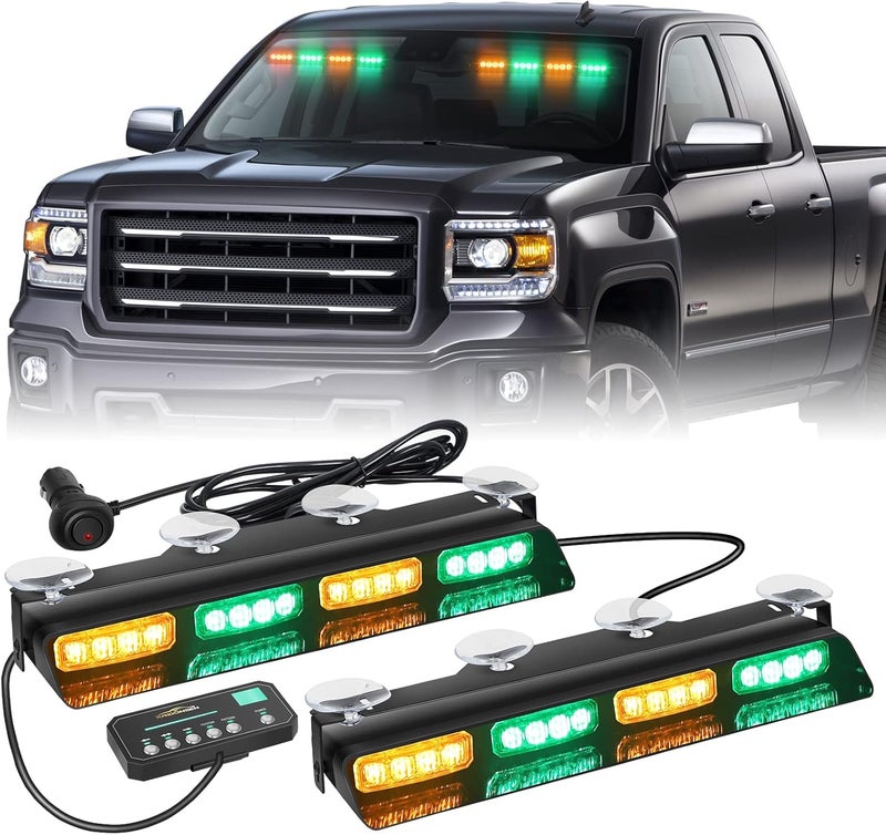 XRIDONSEN Amber Green Emergency Dash Strobe Lights with Digital Display Controller - Image 1