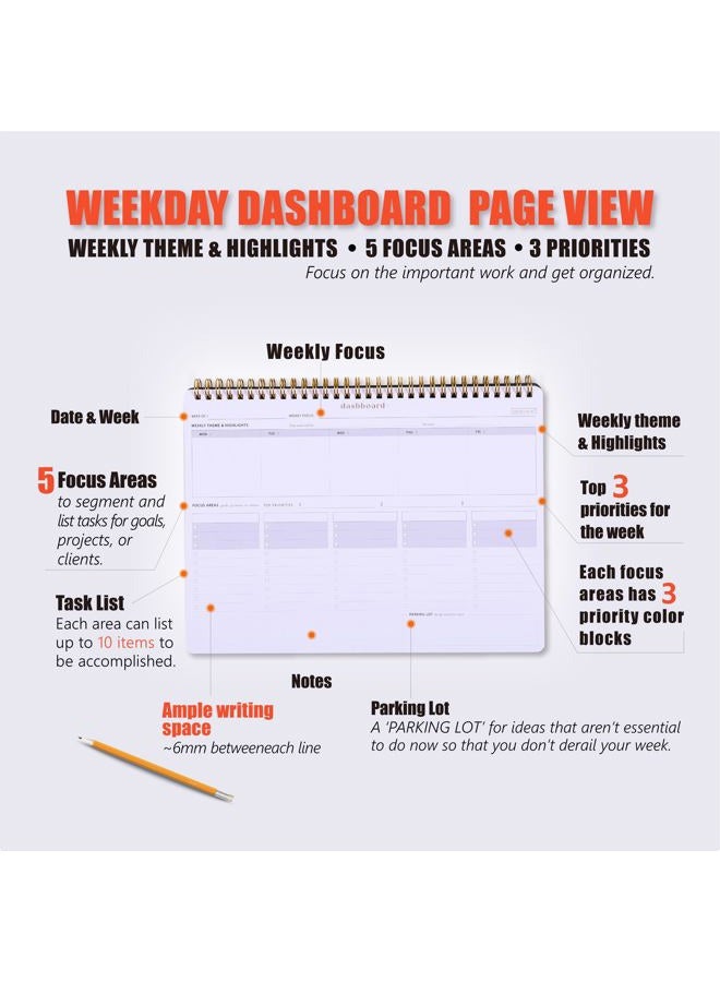 ZERONE CENTRE Weekday To Do List Notepad - 5-Day Undated Weekly Schedule Planner - A4 Size, 54 Pages - Image 3