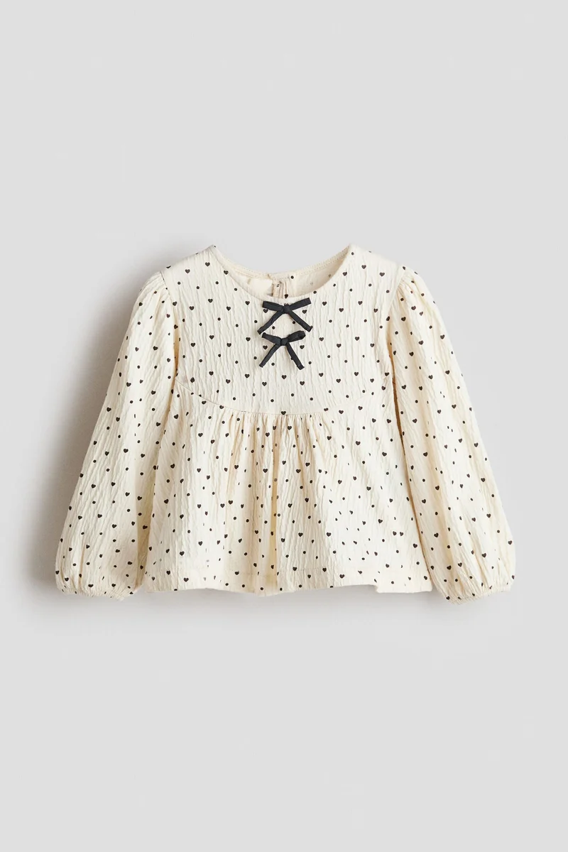 H&M Bow-detail crinkled blouse