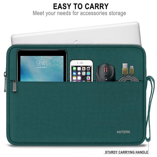 ANTERK Laptop Case 14 Inch, Water Resistant Traveling Computer Cover with Handle, Shockproof Protective Carrying Laptop Sleeve Compatible for 14 Inch MacBook Air/Pro, HP, Dell, Lenovo, Cyan - Image 5