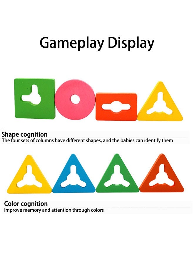 JSAITOYS Multi-Shape Colorful Stacking Columns Toddler Toy | Safe Wooden, Hand-Eye Coordination Training - Image 4