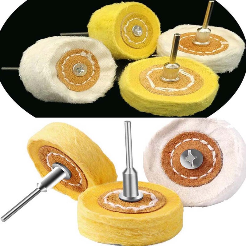 DIY Crafts Pack of 4 Pcs Set Yellow Off White Industrial T Style Grinder Brushes Polishing Buffing Wheel Grinding Head Woodworking Accessories Wood AbrasiPack of 4 Pcs Set Yellow Off White - Image 1