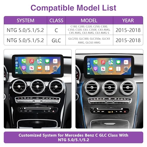 NINETOM 2026 Upgraded 10.25" Touchscreen Wireless CarPlay Android Auto Multimedia Car Radio Receiver Compatible with Mercedes Benz C GLC V Class W205 with NTG5.0/5.1/5.2 System (2015-2018) - Image 3