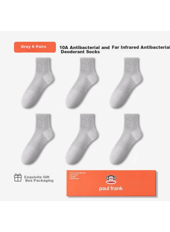 Paul Frank 100% Cotton Men's Mid-calf Summer Sports Socks, Antibacterial, Odor-resistant, Sweat-absorbing And Breathable, 6 Pairs Gift Box - Image 3