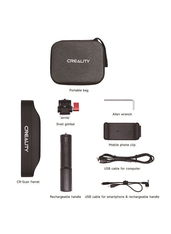 Creality 3D - CR-Scan Ferret 3D Scanner Portable and Handheld 30fps Scan Speed Dual Mode Scanning Full-color Textures Support Powered by Phone Compatible With Android (Partial Version) Windows System - Image 1