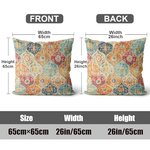 ZSYTZL Boho Throw Pillow Covers 26x26 inch Set of 2Soft Pillowcases Bohemia Carpet Printing Pattern Decorative Sofa Living Room Bed Square Pillow Case Cushion CoverCream Color - Image 3