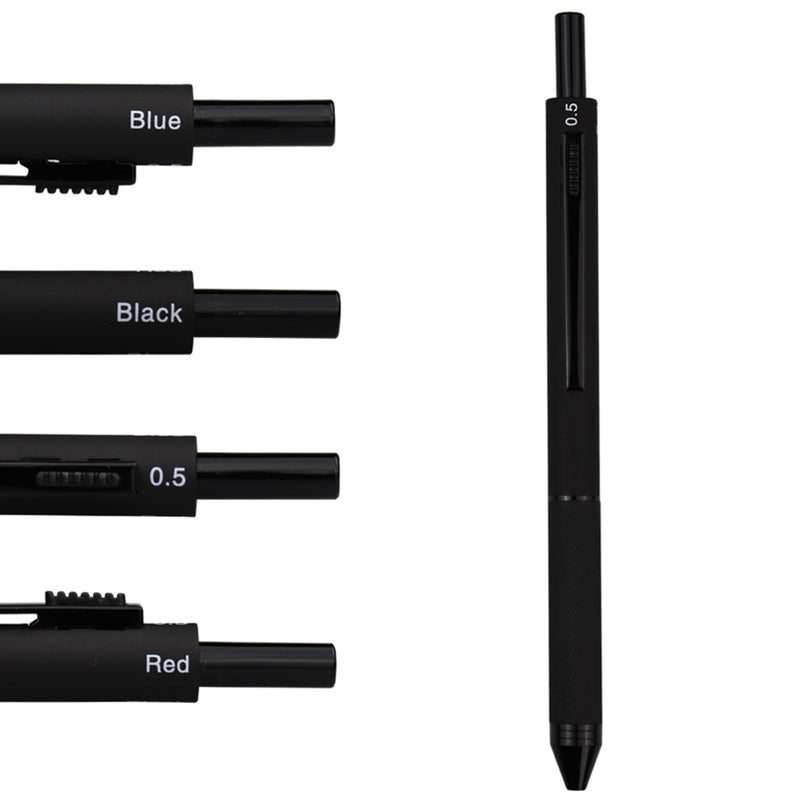 DUNBONG 4 in 1 Multicolor pen, Metal Cased Multifunction Pen, 0.5mm Mechanical Pencil, Red Ball Pen, Blue Ball Pen and Black Ball Pen, 1-Count (Black) - Image 1