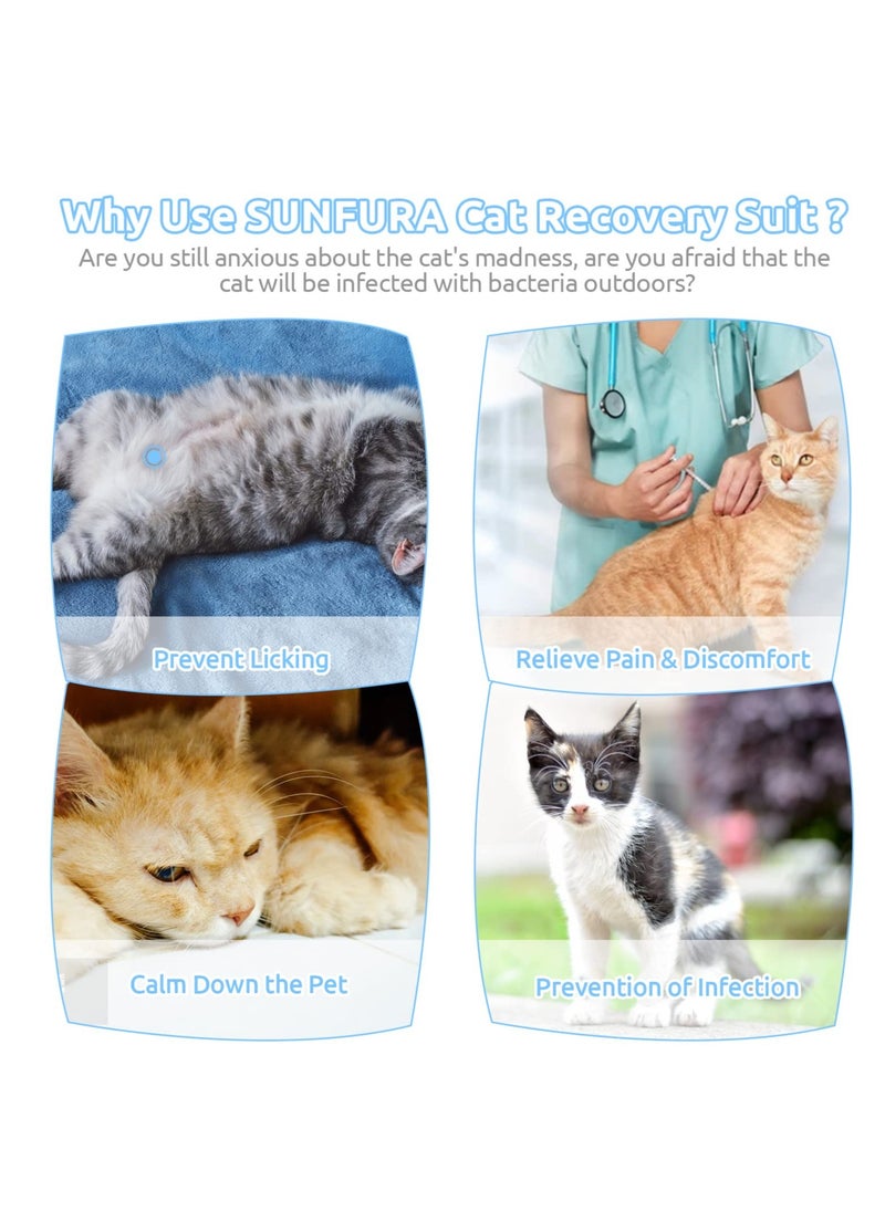 Excefore - Cat Recovery Suit, Breathable Cat Surgery Recovery Suit, Cat Onesie for Cats After Surgery, Abdominal Wound Protector, Professional Bandages Cone E-Collar Alternative for Small Male & Female Pets - Image 1