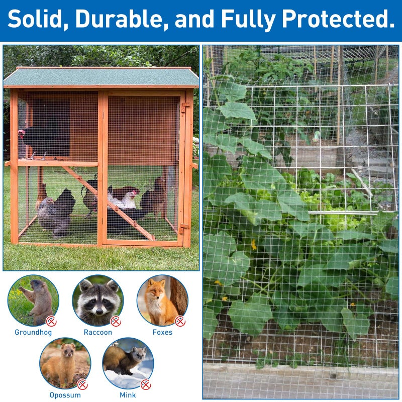HANWRAPS Hardware Cloth,Chicken Wire Fence,1/2 inch 15.7in x 10ft Galvanized Welded Cage Wire for Bird Wire Gopher Wire Rabbit Wire Snake Fence Poultry Netting Cage Screen - Image 4