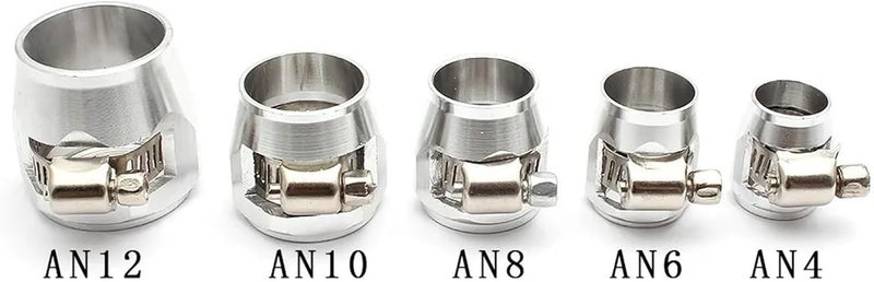 Hose Finisher Clamp 5pcs Car Aluminum AN4/AN6/AN8/AN10/AN12 Fuel Line Hose Clamp Finisher Modification Accessories for Stainless Braided Hoses,Rubber Hoses End Finis(Silver-AN4) - Image 4