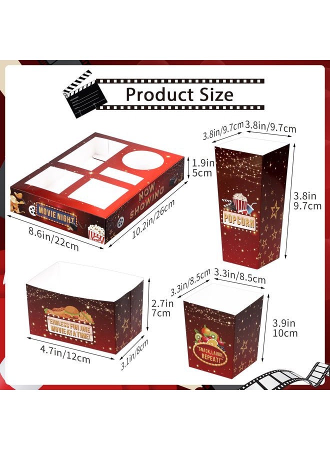 WSICSE 27 Set Movie Night Snack Trays, Disposable Paper Movie Snack Boxes Include 27 Trays, Popcorn Boxes, Salad Bowls, Nacho Bowls for Outdoor Cinema Home Theater Birthday Party - Image 2