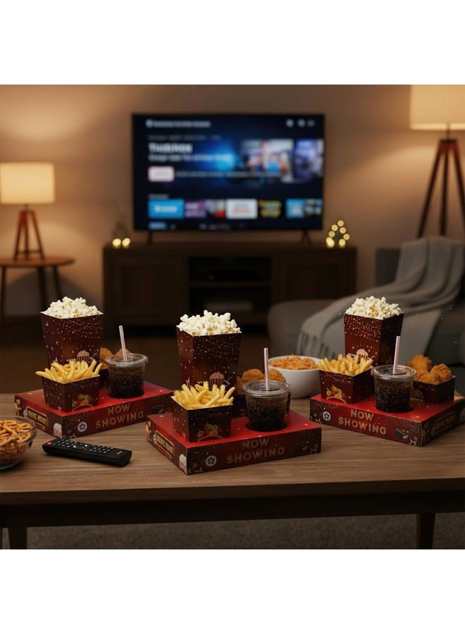WSICSE 27 Set Movie Night Snack Trays, Disposable Paper Movie Snack Boxes Include 27 Trays, Popcorn Boxes, Salad Bowls, Nacho Bowls for Outdoor Cinema Home Theater Birthday Party - Image 5