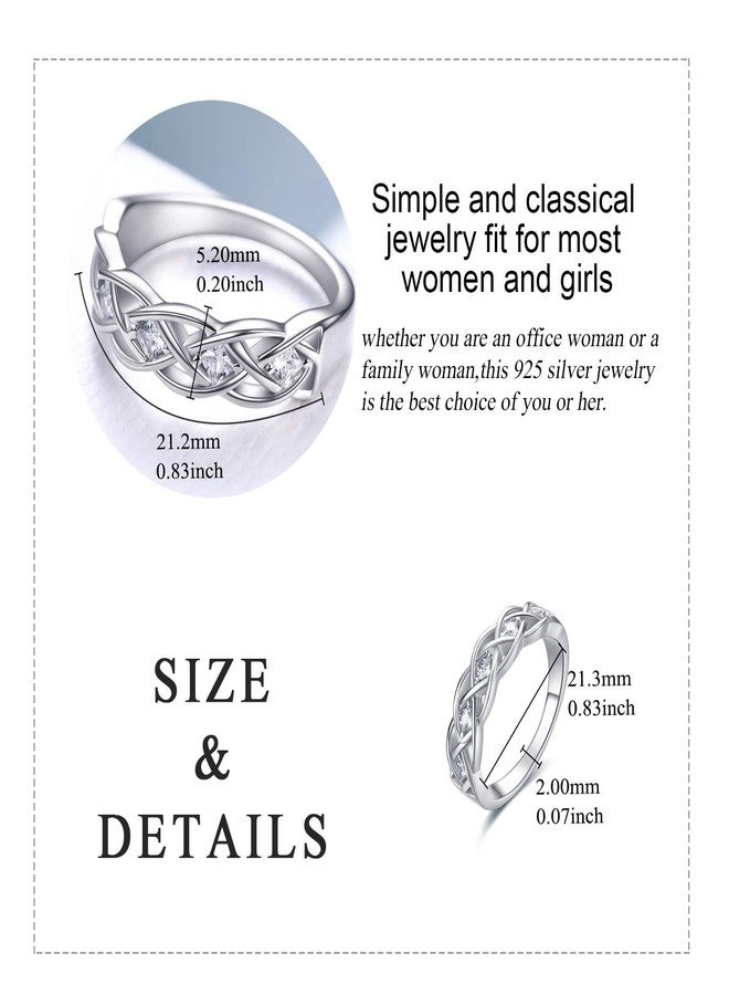 LUHE Celtic Ring Sterling Silver Simple Criss Cross Knot Ring Wedding Band Celtics Jewelry Christmas Gifts for Women Her Girlfriend Wife (8) - Image 3