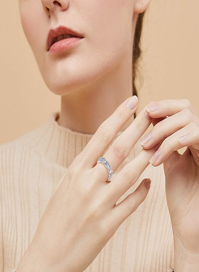 LUHE Celtic Ring Sterling Silver Simple Criss Cross Knot Ring Wedding Band Celtics Jewelry Christmas Gifts for Women Her Girlfriend Wife (8) - Image 2