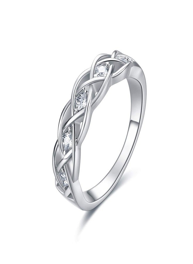 LUHE Celtic Ring Sterling Silver Simple Criss Cross Knot Ring Wedding Band Celtics Jewelry Christmas Gifts for Women Her Girlfriend Wife (8) - Image 1