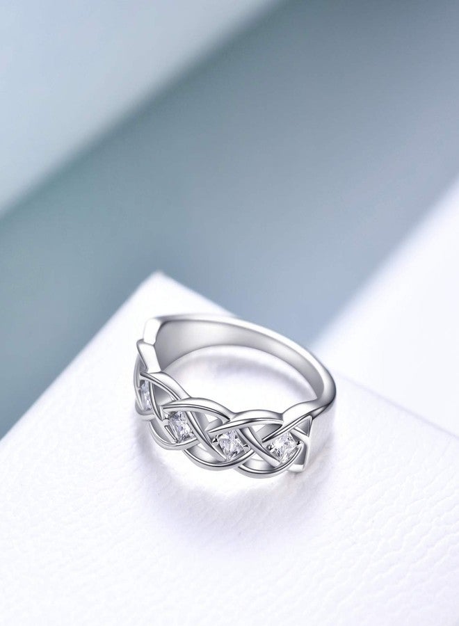 LUHE Celtic Ring Sterling Silver Simple Criss Cross Knot Ring Wedding Band Celtics Jewelry Christmas Gifts for Women Her Girlfriend Wife (8) - Image 5