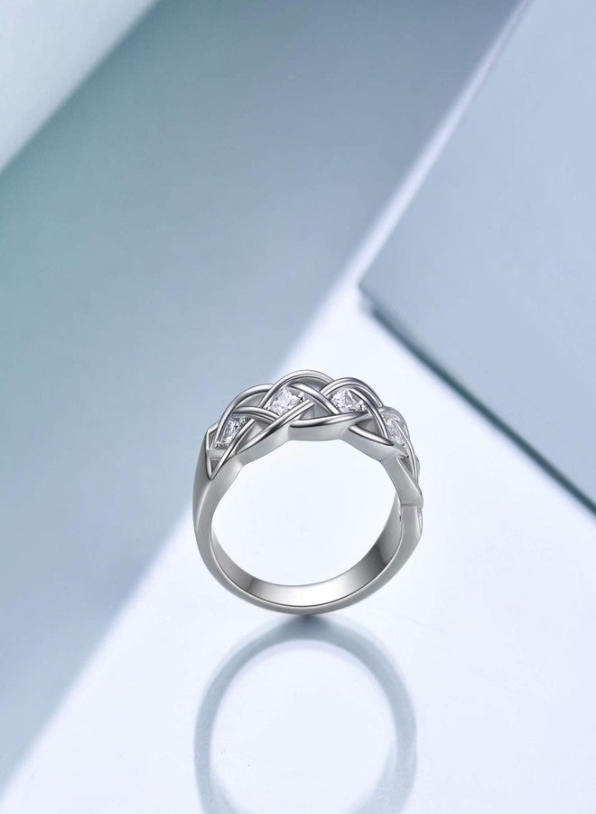 LUHE Celtic Ring Sterling Silver Simple Criss Cross Knot Ring Wedding Band Celtics Jewelry Christmas Gifts for Women Her Girlfriend Wife (8) - Image 4