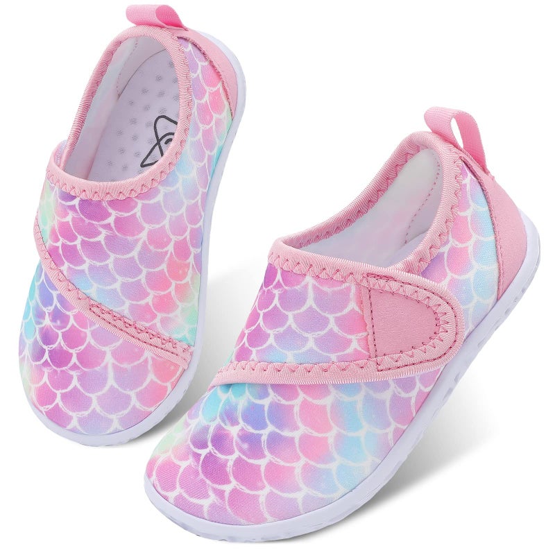 LeIsfIt Boys Girls Water Shoes Kids Aqua Socks Toddler Quick-Dry Beach Swimming Shoes Lightweight Breathable Non-Slip Outdoor Sport Water Shoes Pink Scale 8 Toddler - Image 1