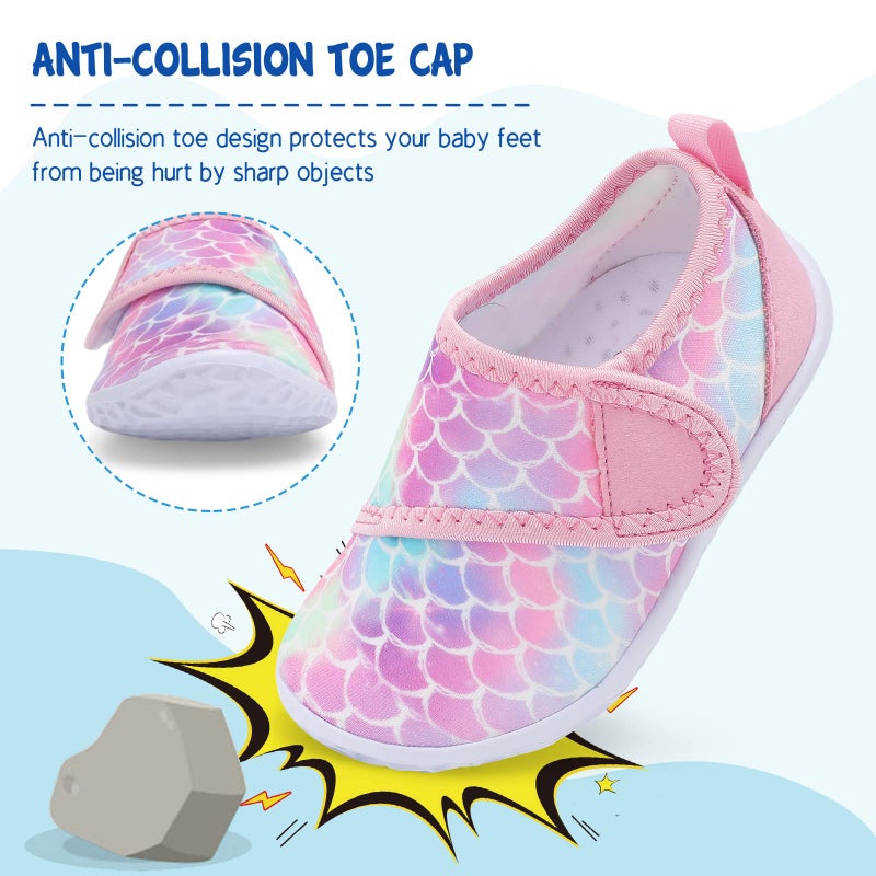 LeIsfIt Boys Girls Water Shoes Kids Aqua Socks Toddler Quick-Dry Beach Swimming Shoes Lightweight Breathable Non-Slip Outdoor Sport Water Shoes Pink Scale 8 Toddler - Image 4