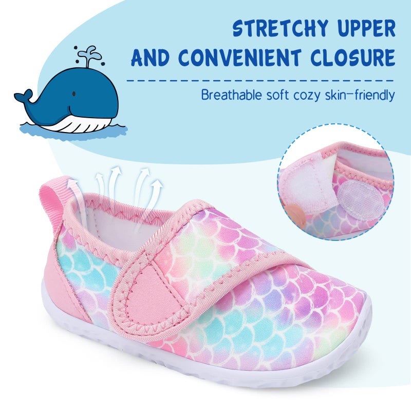 LeIsfIt Boys Girls Water Shoes Kids Aqua Socks Toddler Quick-Dry Beach Swimming Shoes Lightweight Breathable Non-Slip Outdoor Sport Water Shoes Pink Scale 8 Toddler - Image 3