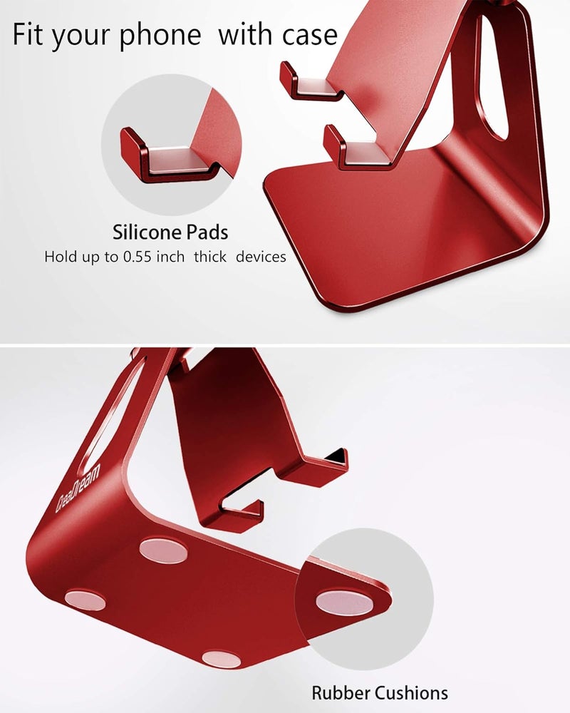 CreaDream Adjustable Cell Phone Stand, Phone Stand, Cradle, Dock, Holder, Aluminum Desktop Stand Compatible with Phone Xs Max Xr 8 7 6 6s Plus SE Charging, Accessories Desk,All Mobile Phones-Red - Image 5