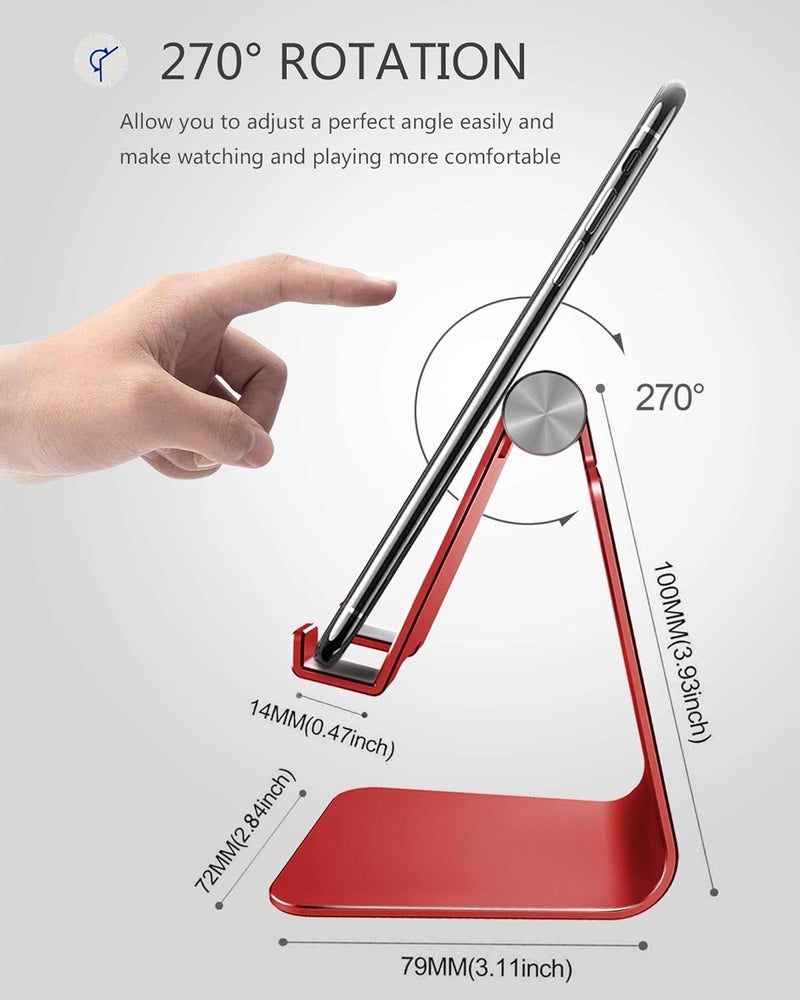CreaDream Adjustable Cell Phone Stand, Phone Stand, Cradle, Dock, Holder, Aluminum Desktop Stand Compatible with Phone Xs Max Xr 8 7 6 6s Plus SE Charging, Accessories Desk,All Mobile Phones-Red - Image 3