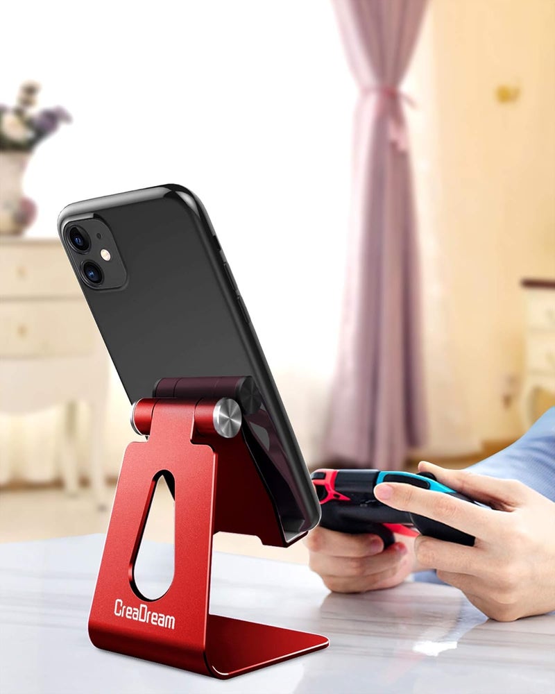 CreaDream Adjustable Cell Phone Stand, Phone Stand, Cradle, Dock, Holder, Aluminum Desktop Stand Compatible with Phone Xs Max Xr 8 7 6 6s Plus SE Charging, Accessories Desk,All Mobile Phones-Red - Image 4