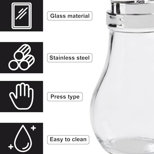 ASIBT 6 Oz. (Ounce) Glass Bulb Jar Syrup Dispenser, Sugar Dispenser, Retracting Spout, Dispensing Thumb-Lever, Pancake House Style (2) - Image 4