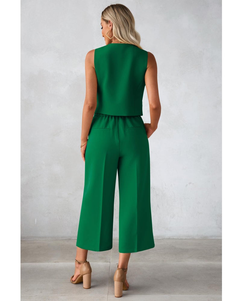 Luvamia Two-Piece Pants Set for Women - Wide Leg, Comfy Green, Size 12/14, Perfect for Birthdays - Image 2