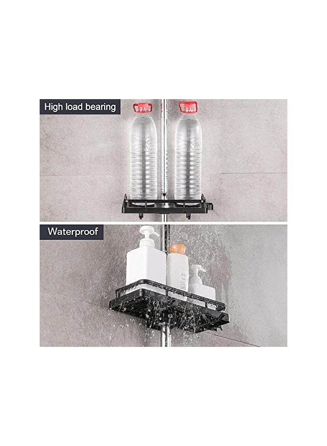 Raxoom Shower Rack, 2-in-1 Liftable Shower Rack No Drilling Adhesive Storage Shelf Organizer Holder Punch-free Multi-function Storage Rack for Bathroom and Kitchen (Black) - Image 5