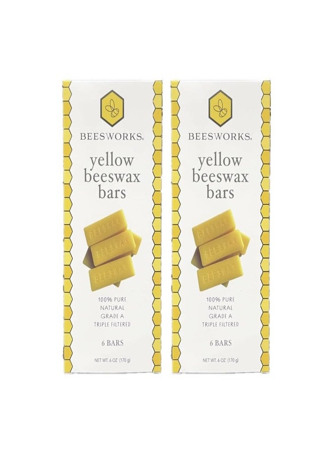 BEESWORKS Yellow Beeswax Bars (12 oz) | 100% Pure, Cosmetic Grade, Triple-Filtered Beeswax for DIY Skin Care, Lip Balm, Lotion and Candle Making (1 oz Bars - 2 Packages of 6) - Image 1