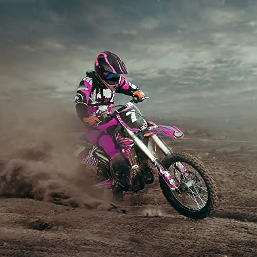 SanQing Motocross Helmet,Youth Kids Trend Full Face,ATV Motorcycle,Dirt Bike Downhill Off-Road Mountain Bike Helmet,DOT Certified,4-Piece Set (Pink, S) - Image 3