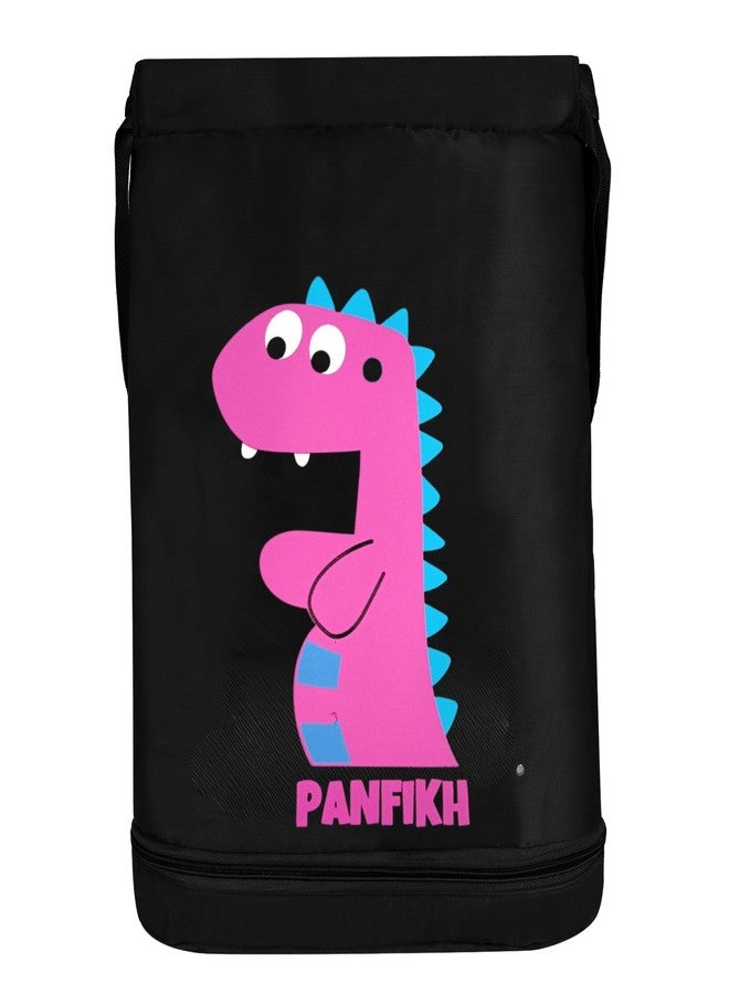 PANFIKH Swimming Bag for Kids with Drawstring Closure and Wet & Dry Separation Pockets Swim Accessories Backpack for Girls and Boys Age upto 8 to 13 years (Black-Pink) - Image 1