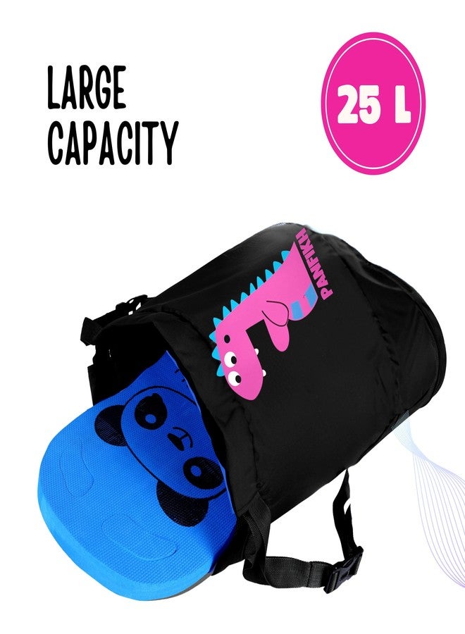 PANFIKH Swimming Bag for Kids with Drawstring Closure and Wet & Dry Separation Pockets Swim Accessories Backpack for Girls and Boys Age upto 8 to 13 years (Black-Pink) - Image 5