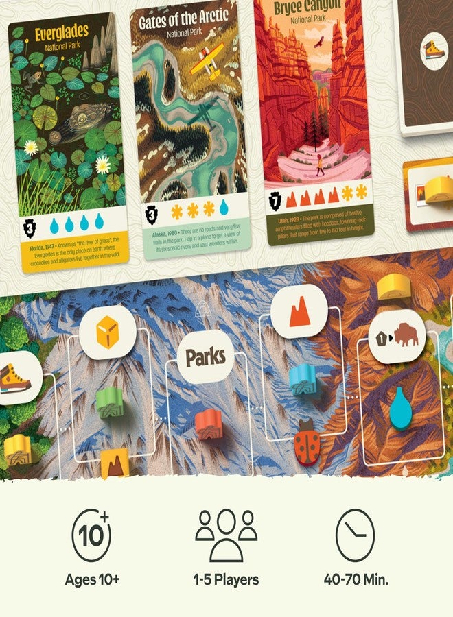 Keymaster Games Parks (2nd Edition) | Base Camp | Beautiful Strategy Game for Families, Adults, Kids or Solo | Explore Nature and The Outdoors by Hiking The US National Parks | Ages 10+ | 1-5 Players - Image 2