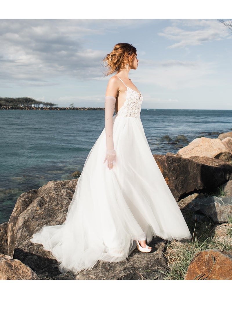 2Pcs Pearl Gloves White Gloves Women Formal Wedding Gloves for Bride Elegant Fingerless Tulle Gloves for Women Perfect for Opera Costume Party Dance 18inch Long Bridal Gloves White - Image 5