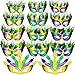 Gejoy 14 Pieces Mardi Gras Feather Mask Carnival Gold Green Purple Masquerade Masks for Mardi Gras Costume Party Favors Photo Props - Image 2