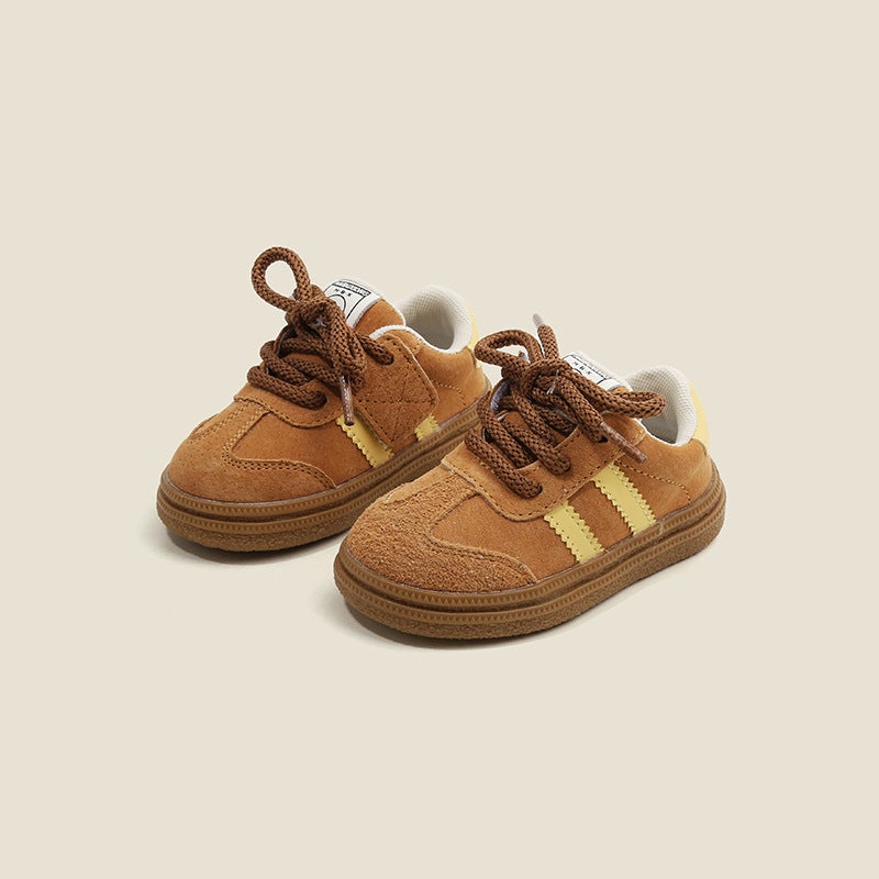 Maibu bear baby toddler shoes casual shoes spring boys contrast color childrens shoes Childrens Board shoes baby sneaker Yellow 