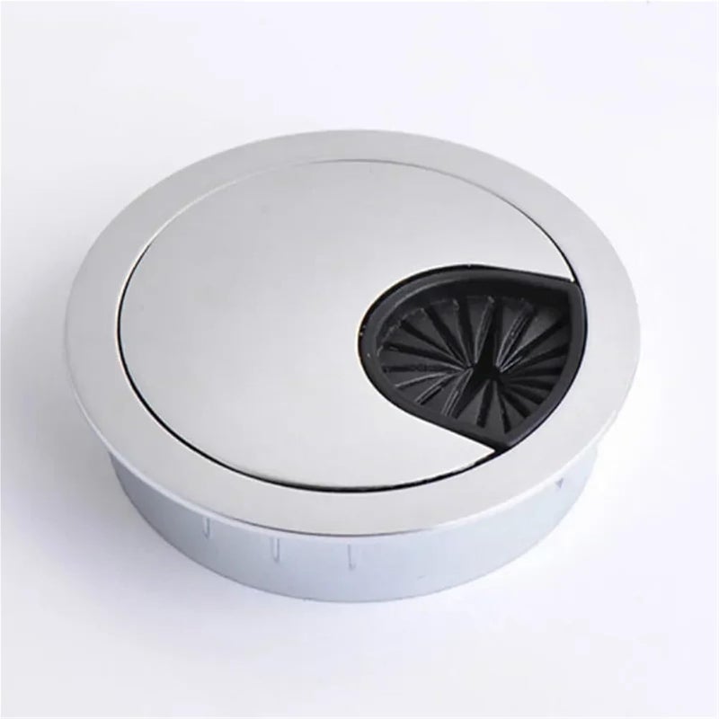 Versatile 10pcs Computer Desk Wire Hole Cover Zinc Alloy Round Line Hole Cover Table Cable Outlet Port Threading Cover(Chrome,60mm) - Image 5