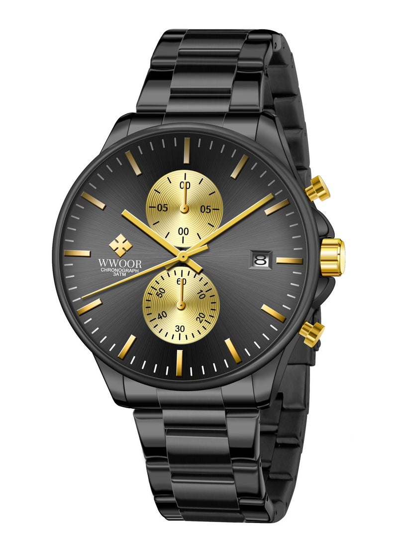 WWOOR Watches for Men Watch Quartz Luxury Stainless Steel Water Resistant Chronograph Watch - Image 1