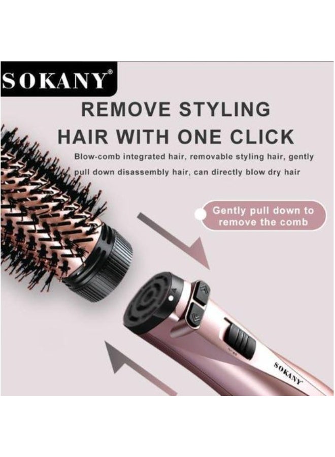 sokany SK-15035 3 in 1 Hot Air Comb Professional Blow Dryer Brush with Integrated Drying Styling and Combing System for Salon Quality Hair Styling at Home Rose Gold Multifunction Hair Styling Tool with Ionic Frizz Control Technology Advanced Electric Hot Air Brush with Multiple Attachments for Straightening Volumizing and Smoothing All Hair Types - Image 5
