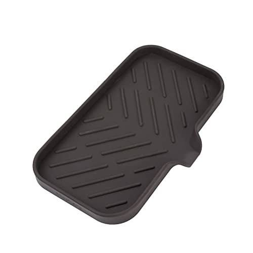MicoYang Silicone Bathroom Soap Dishes with Drain Spout-Bathroom and Kitchen Sink Organizer,Sponge Holder,Dish Soap Tray,Perfect for Dispenser,Scrubber,Bottle,Cup on Sink or Counter-Coffee 9.6"×5.3" - Image 1