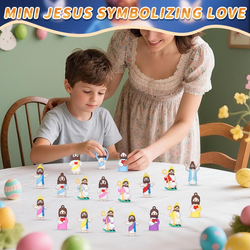 AUZXMCN 60PCS Mini Little Jesus Figures,Easter Basket Stuffers Jesus Figurines in Bulk Jesus Loves You Tiny Jesus Figures,Pocket Miniature Figurines to Hide and Seek Easter Basket Essentials - Image 3