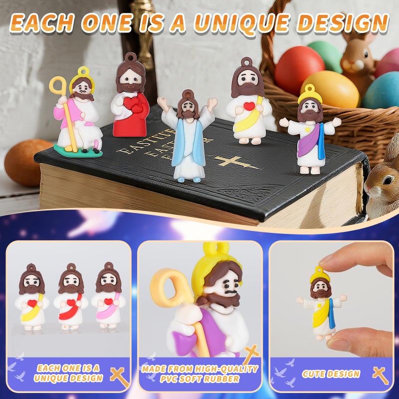 AUZXMCN 60PCS Mini Little Jesus Figures,Easter Basket Stuffers Jesus Figurines in Bulk Jesus Loves You Tiny Jesus Figures,Pocket Miniature Figurines to Hide and Seek Easter Basket Essentials - Image 2